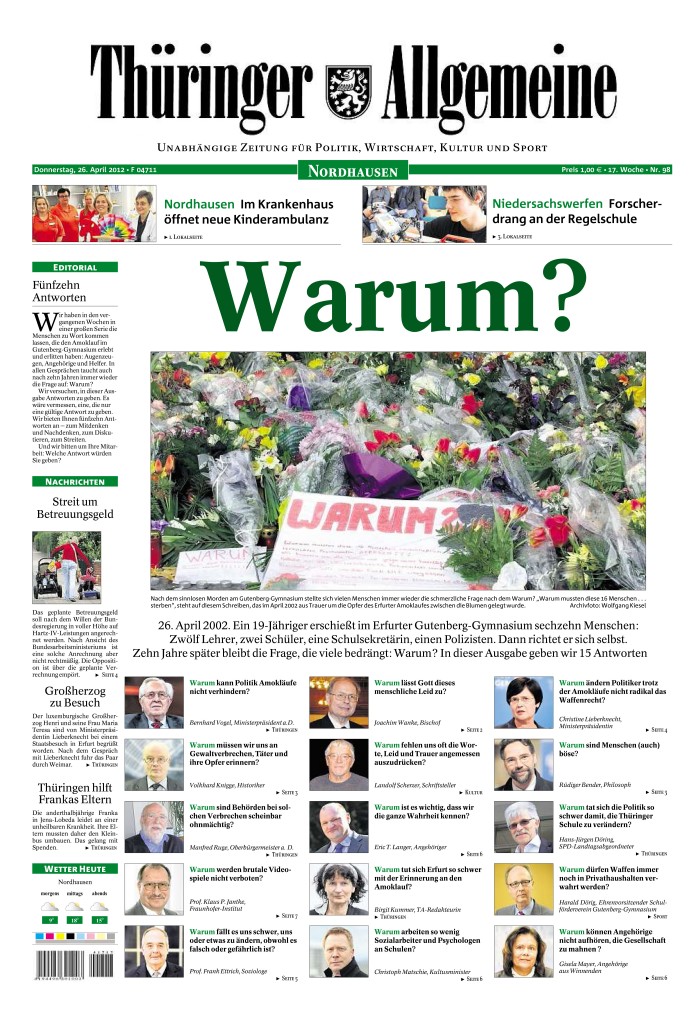 Titelseite TA 10 Jahre Amoklauf