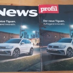 Zwei Nachrichten-Magazine mit identischer Titelseite: Anzeigen von VW