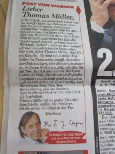 Post von Wagner in Bild: Lieber Thomas Müller